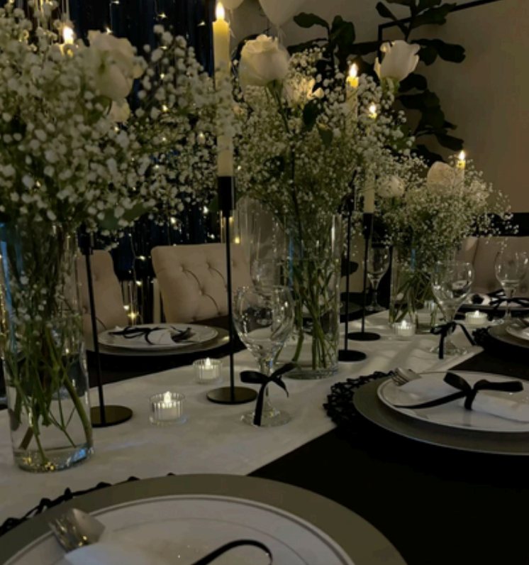Baby Breath and White Rose/Chrysant Flowers