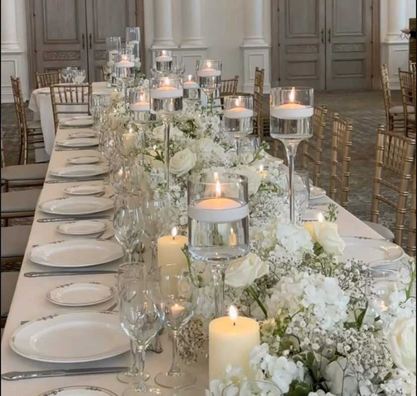 Elegant White Garland with Hydrangea/Metre