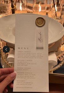 Printed Gold Ink Wedding Menu