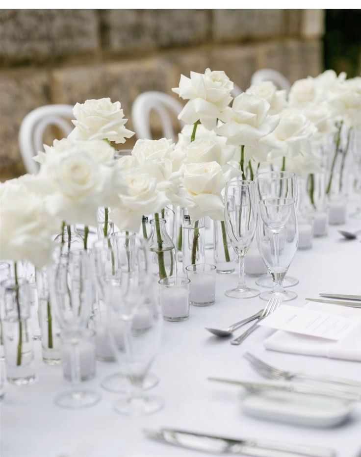 Sweetheart Table - Elegant & Timeless White Rose Bud Vases