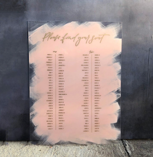 Blush Pink Brush Table Seating Signage/ Table