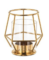 Geo Gold Tea Light Candle Holder