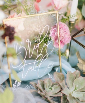 Glass Framed with Gold Frame Table Number
