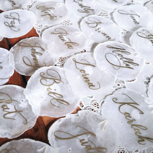 Placecard Shell with Gold Handwriting